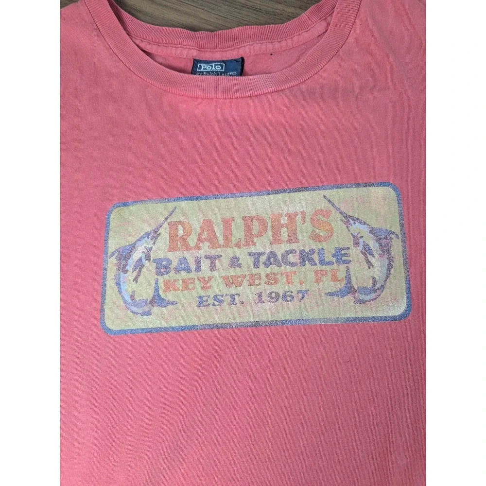 Vintage Polo Ralph Lauren Ralph's Bait & Tackle Key West FL Graphic T-Shirt Pink